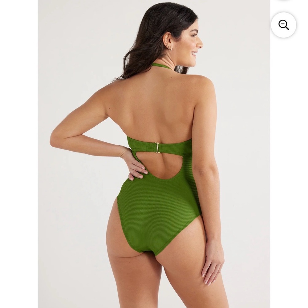 Rust Ribbed Strapless Swimsuit - Picture 6 of 6